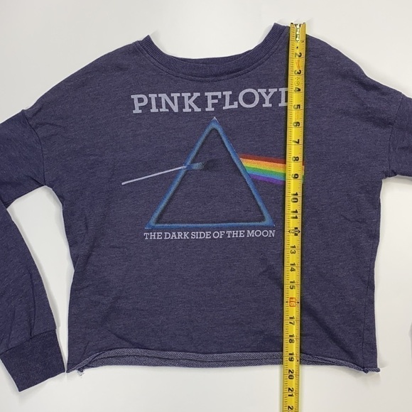 Pink Floyd Dark Side Of The Moon Blue Crop Crewneck Sweatshirt XS - Picture 3 of 5